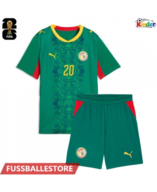 Günstige Senegal Habib Diallo #20 Auswärts Trikotsatzt Kinder WM 2026 Kurzarm (+ Kurze Hosen)